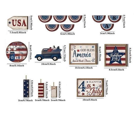 Patriotic Tiered Tray Decor Collection Figurines For Memorial Day 250th Anniversary for Home Party Display