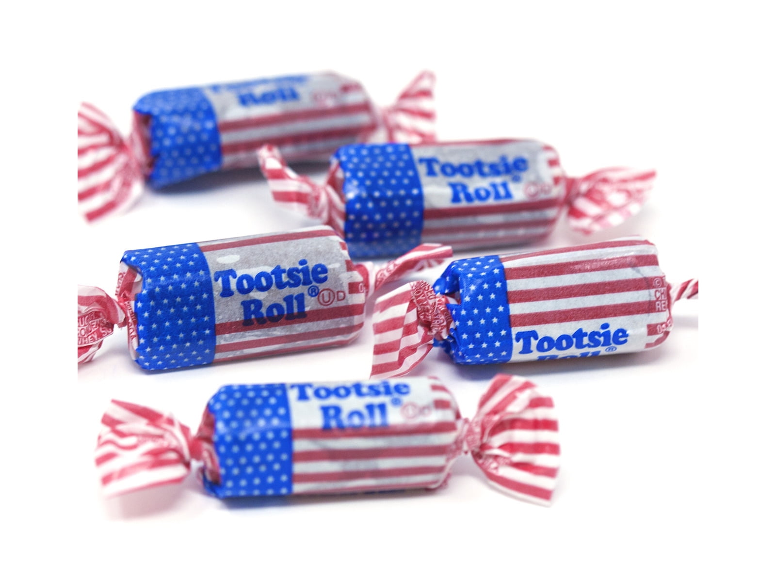 Patriotic Tootsie Rolls Midgee Flag Wrapped 2 pound Tootsie Rolls bulk candy