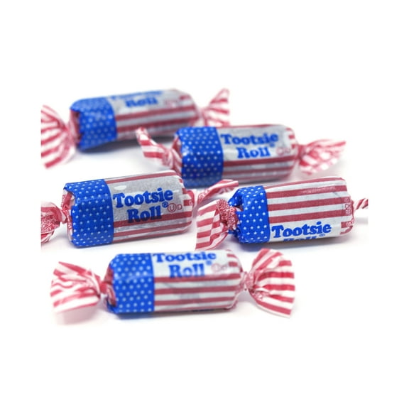 Patriotic Tootsie Rolls Midgee Flag Wrapped 2 pound Tootsie Rolls bulk candy