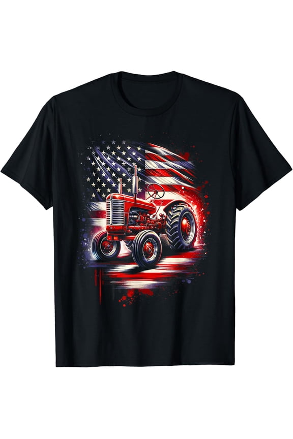 Patriotic Tractor 4Th Of July American Flag Farmer Usa Men T-Shirt Unisex S-5XL Hot Trending Shirt Birthday Gift
