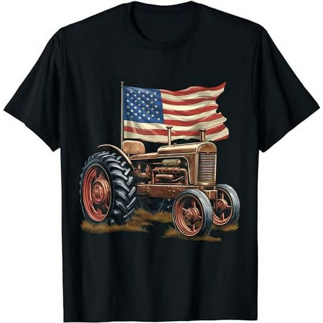 Patriotic Tractor American Flag Tractor Farmer Farm Men Boys T-Shirt ...