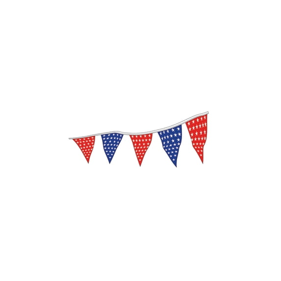 SSWBasics Patriotic Triangle Pennants - Stars & Stripes - 105'L