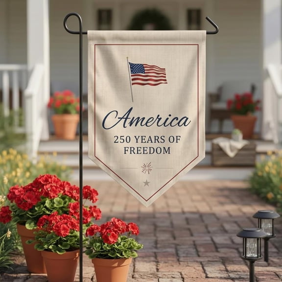 Patriotic Triangular Flag, 250 Years of America Decor, America 250 Triangular Flag, 4th of July Decor, Summer Memorial Day Decor, USA Flag 12x18 POLE NOT INCLUDED Garden Flag