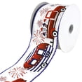 thumbnail image 1 of Patriotic Trucks and Campers Wired Ribbon, 2-1/2-inch, 10-yard, Red/White/Blue, 1 of 3