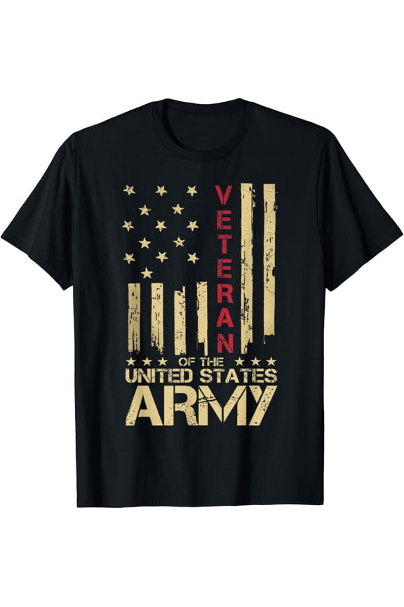 Patriotic U.S Army Veteran Red Line American Flag Vintage T-Shirt