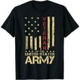 thumbnail image 1 of Patriotic U.S Army Veteran Red Line American Flag Vintage T-Shirt, 1 of 4