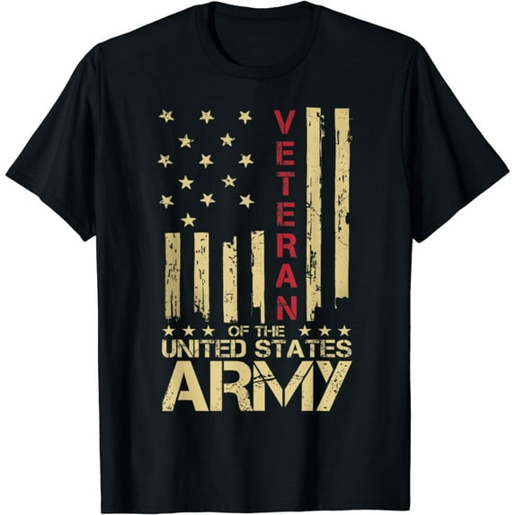 Patriotic U.S Army Veteran Red Line American Flag Vintage T-Shirt