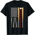 thumbnail image 1 of Patriotic US American Baseball Flag - Vintage Baseball Flag T-Shirt, 1 of 4