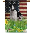 thumbnail image 1 of Patriotic US Flag Greyhound House Flag Dog Wildflowers Floral Spring Summer 4th of July Outside Decor Flag Banner 28X40 Inch Double Side Style 1, 1 of 6