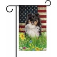 thumbnail image 1 of Patriotic US Flag Shetland Sheepdog Garden Flag Dog Wildflowers Floral Spring Summer 4th of July Outside Decor Flag Banner 12.5X18 Inch Double Side Style 2, 1 of 5