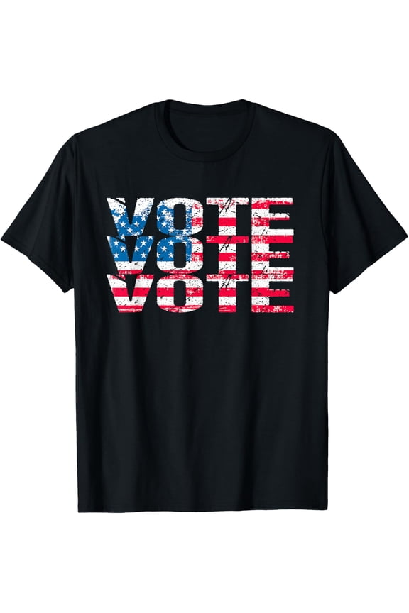 Patriotic US Flag VOTE T-Shirt Midterm Election Voter T-ShirtMen and women, Black T-shirt, size: Extra large