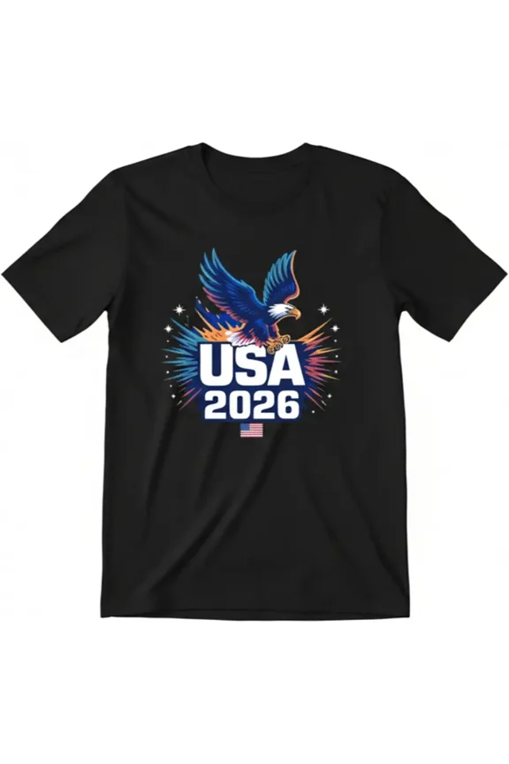 Patriotic USA 2026 Eagle Graphic T-Shirt - Retro American Flag Pride Tee for Men and Women - Vintage Style United States Celebration Apparel