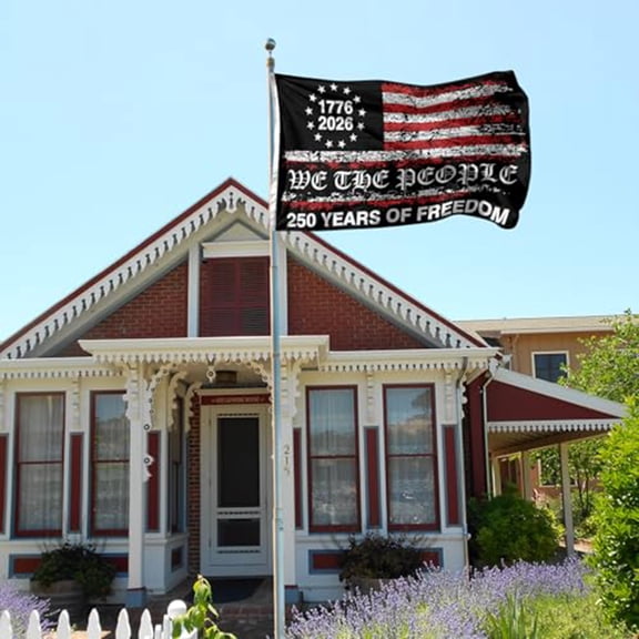 Patriotic USA 250 Years of Freedom Double Sided Flag 59.05 x 35.43 Inch Outdoor Banner with We The People Vintage American Flag Design, United States 17762026 Anniversary Celebration Flag