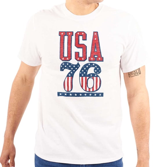 Patriotic USA 76 American Flag Men's Graphic T Shirt Tees Brisco Brands X