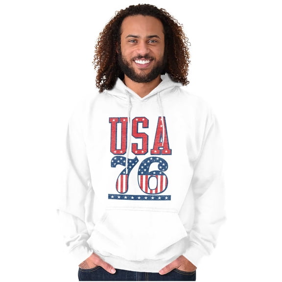 Patriotic USA 76 American Flag Unisex Plus Fleece Graphic Hoodie Brisco Brands 2X