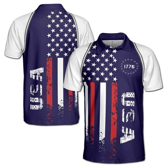 Patriotic USA America Flag 1776 Vintage Men's Polo Shirt