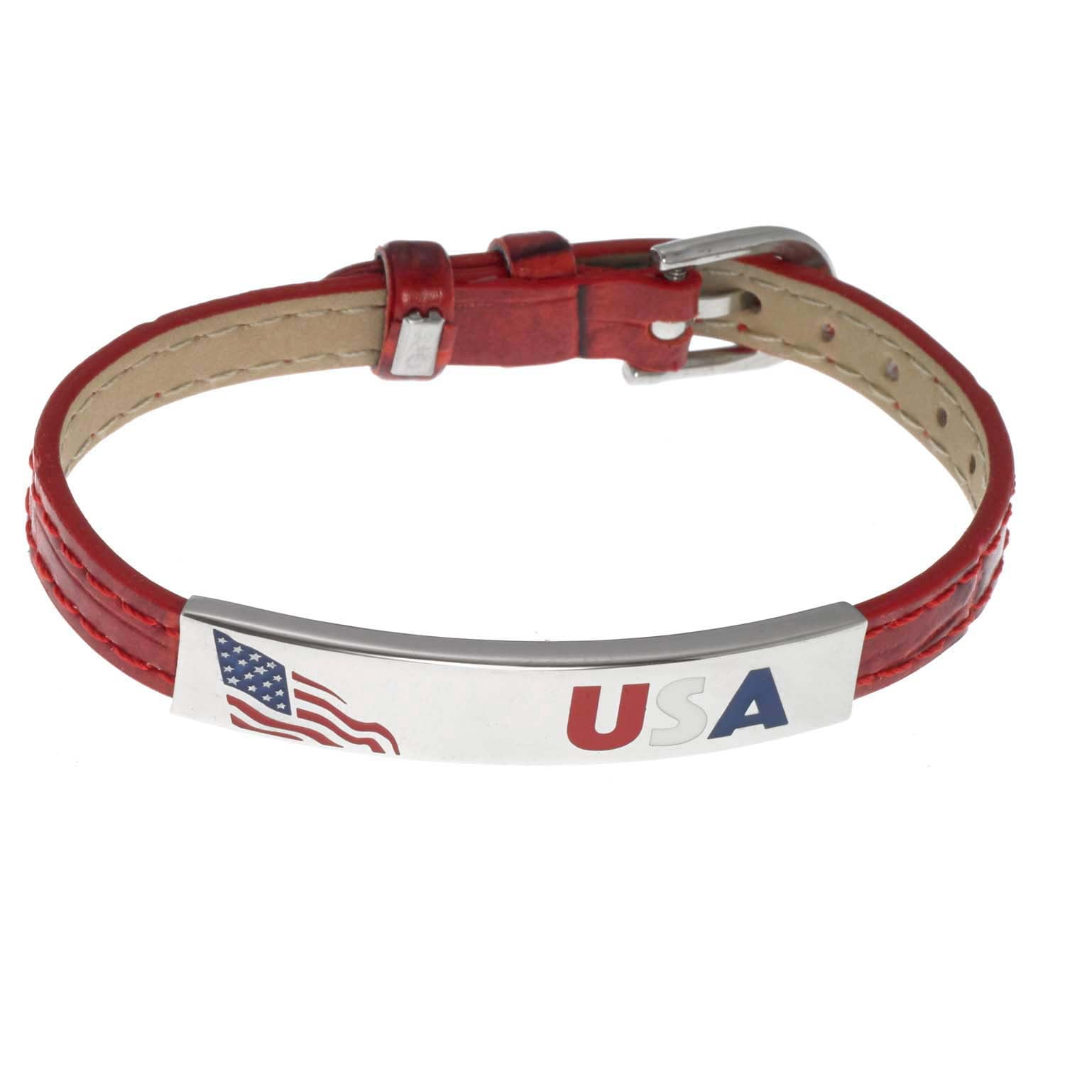 Patriotic USA American Flag Red Leather Adjustable Bracelet Walmart patriotic-usa-american-flag-red-leather-adjustable-bracelet-walmart