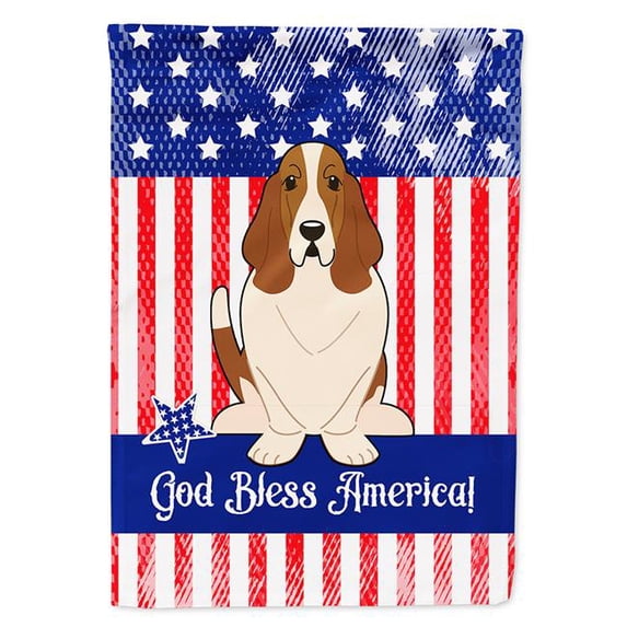 Patriotic USA Basset Hound Flag Canvas House Size