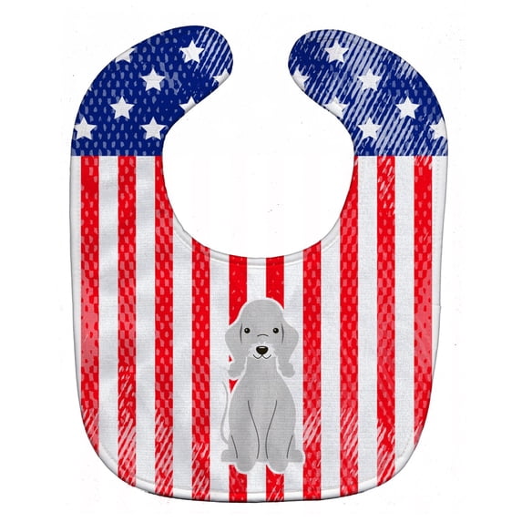 Patriotic USA Bedlington Terrier Blue Baby Bib