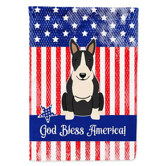 Patriotic USA Bull Terrier Black White Flag Canvas House Size