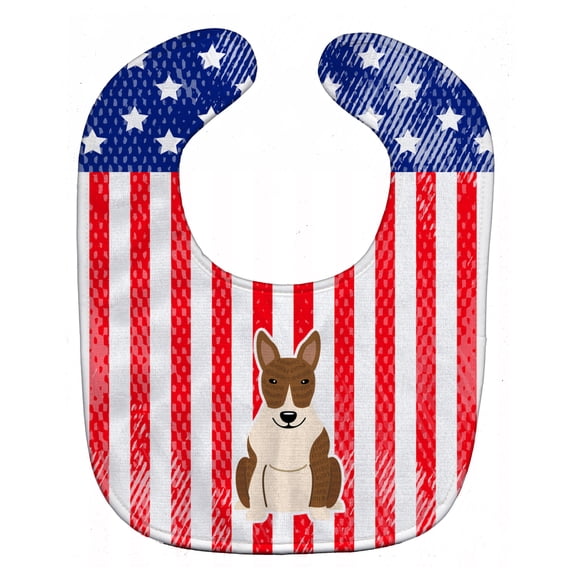 Patriotic USA Bull Terrier Brindle Baby Bib