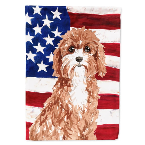 Patriotic USA Cavapoo House Flag