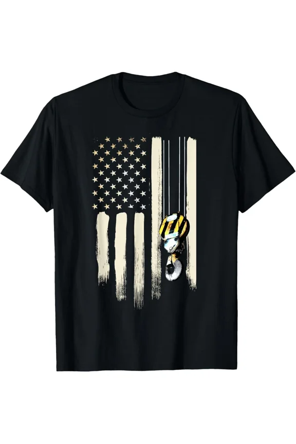 Patriotic USA Construction Worker Hard Hat Builder Unisex T-Shirt, up to Size 5XL