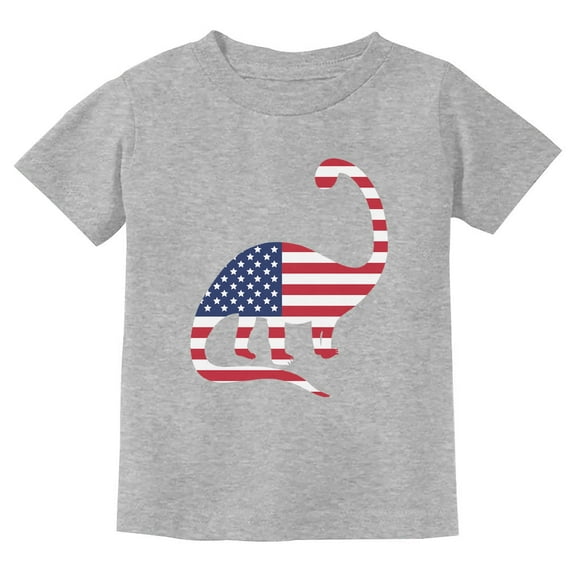 Patriotic USA Dinosaur American Flag Kids Shirt - Celebrate Independence Day - Casual Cotton Top - Perfect Gift for 4th of July - Boys & Girls Comfy Tee - Summer Wear - Large Gray