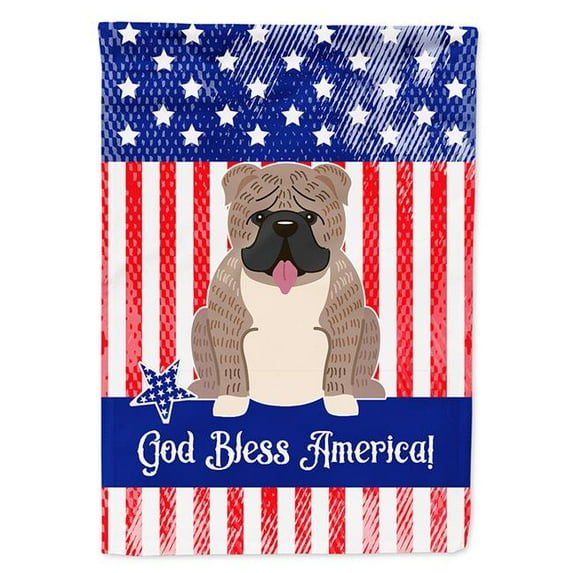 Patriotic USA English Bulldog Grey Brindle Garden Size Flag