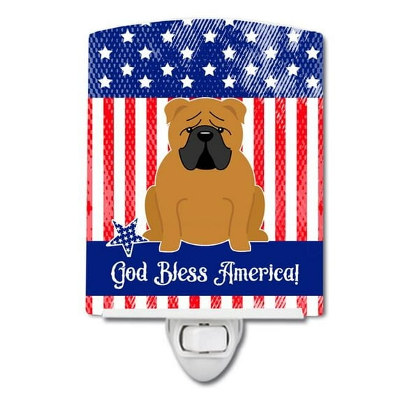 Patriotic USA English Bulldog Red Ceramic Night Light