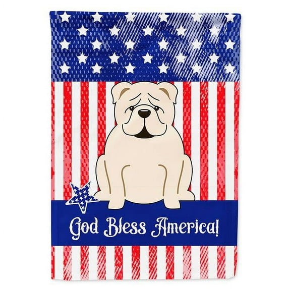 Patriotic USA English Bulldog White Flag Canvas House Size