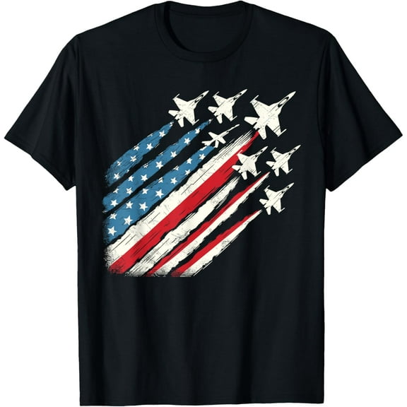Patriotic USA Fighter Jets 4th of July T-Shirt Tops Tee
