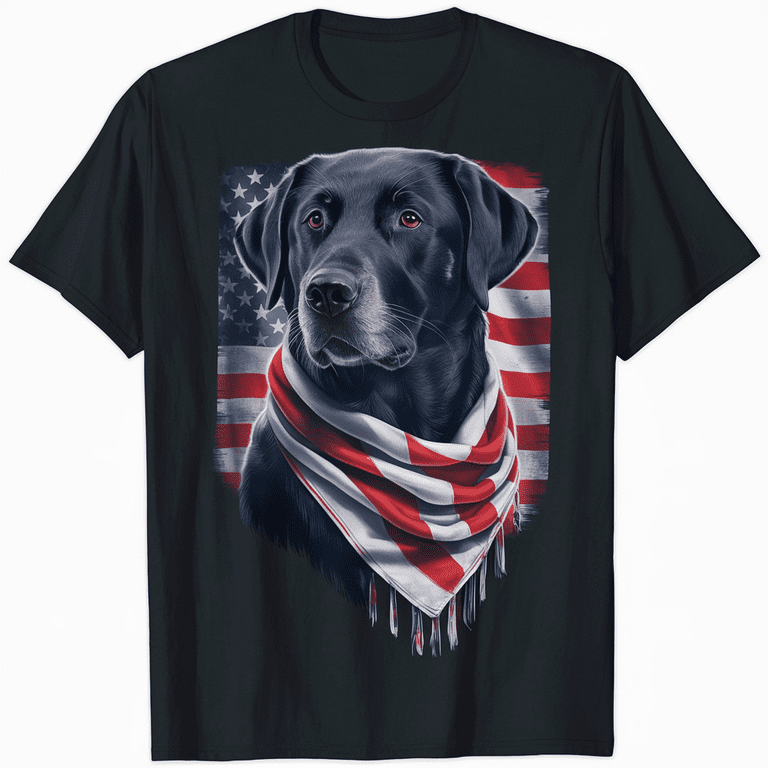 Patriotic Usa Flag Black Labrador T-Shirt For Lab Owners Patriotic Usa Flag Black Labrador T-Shirt For Lab Owners
