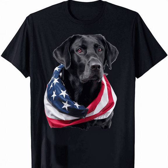 Patriotic USA Flag Black Labrador T-Shirt For Men Women for Lab Owners T-Shirt For Men Women