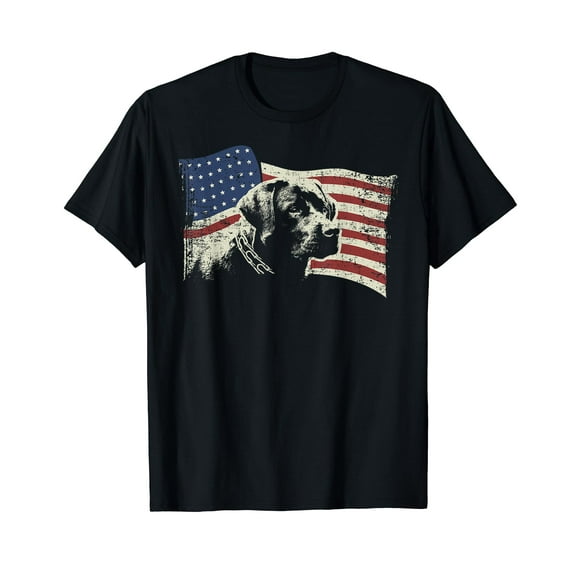 Patriotic USA Flag Black Labrador gift for Lab Owners Black T-Shirt