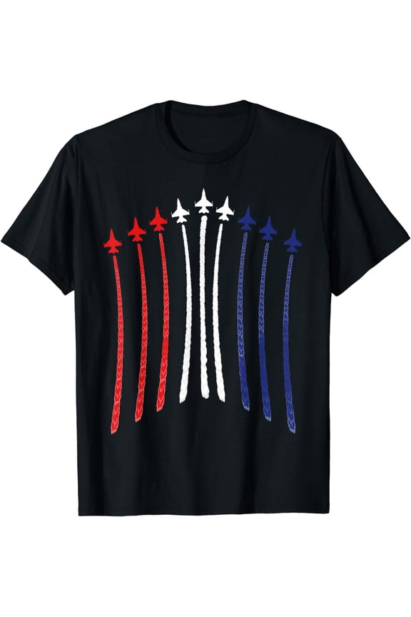 Patriotic USA Flag Fighter Jets jet con 4th of July T-Shirt