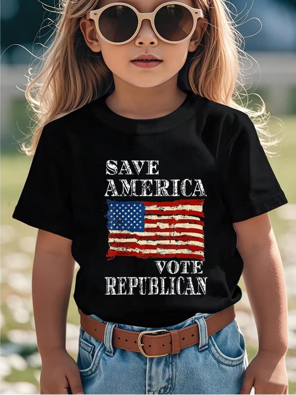 Patriotic USA Flag Republican 2020 Election Quote for Women Kids MenCotton Soft Graphic Tee Breathable Playwear T-Shirt