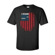 Patriotic USA I stand For This Flag Because Our Heroes Rest Beneath Her Short Sleeve T-shirt-Black-small