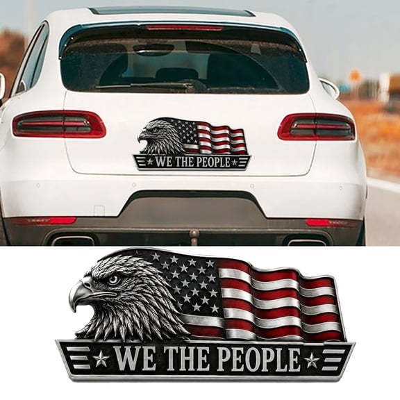 Patriotic USA Metal Car Emblem Badge - Durable Chrome Finish for Trucks, SUVs, and Motorcycles - All Weather Resistant Auto Decal red