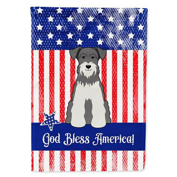 Patriotic USA Miniature Schanuzer Salt & Pepper Flag Canvas House Size
