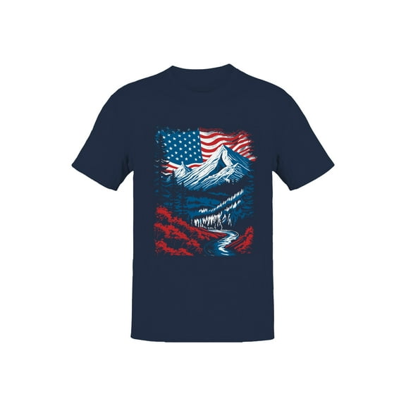 Patriotic USA Mountain Scene Men's T-shirt