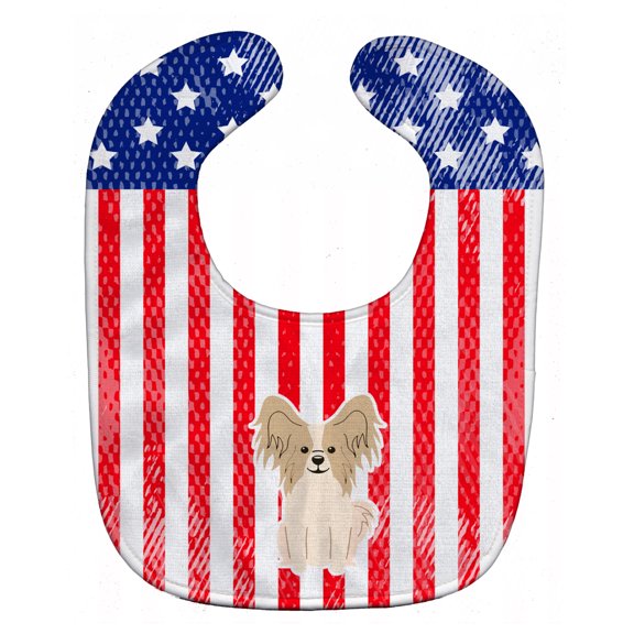 Patriotic USA Papillon Sable White Baby Bib