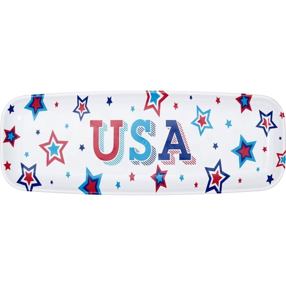 Patriotic USA Plastic Serving Tray 17" x 6.5"