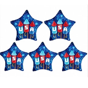 Loonballoon Patriotic USA Rockets Foil Balloon Mylar 5 Count Standard Size