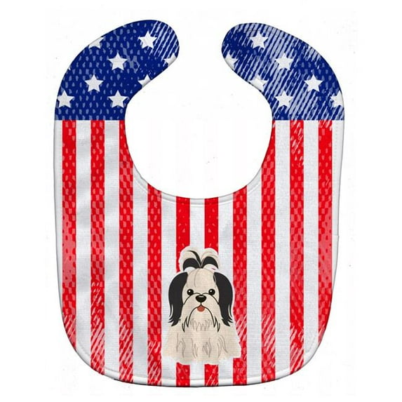Patriotic USA Shih Tzu Black & White Baby Bib