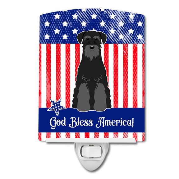 Patriotic USA Standard Schnauzer Black Ceramic Night Light