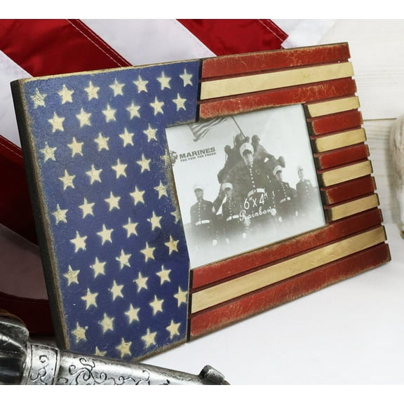 Patriotic USA Star Spangled Banner American Flag 4"X6" Picture Photo Frame