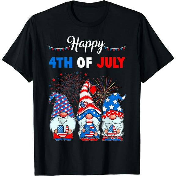 Patriotic USA T-Shirt 4th Of July Gnomes Happy 4th Of July Fireworks
