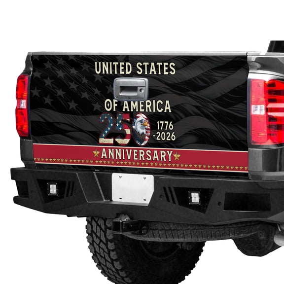 Patriotic USA Truck Tailgate Cover, United States of America 1776–2026 250th Anniversary Tailgate Wrap, US Independence Birthday Truck Tailgate Decal