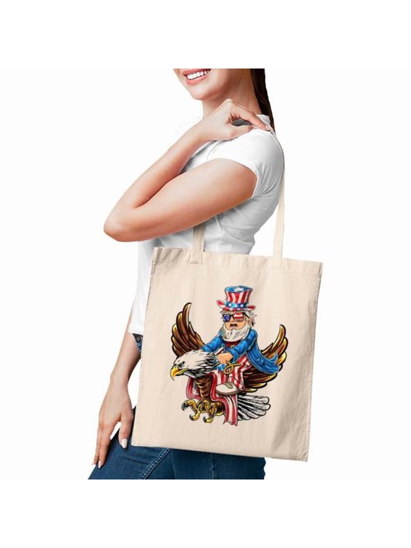 Patriotic Uncle Sam Bald Eagle 4Th Of July American Flag Boy Tote Bags